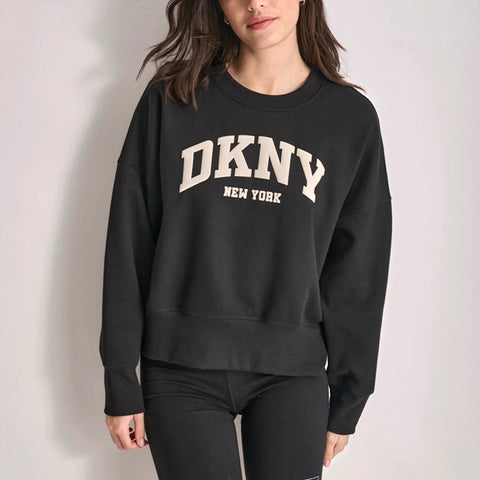 DKNY 3컬러 바시티 엠보 로고 프린트 드랍숄더 맨투맨 스웨트셔츠