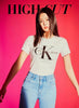 CK JEANS 캘빈클라인 진 화이트 글리터 로고 제니 반팔 티셔츠