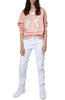쟈딕앤볼테르 UPPER 핑크 카모 스컬 프린트 맨투맨 스웨트셔츠 티셔츠