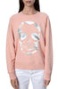 쟈딕앤볼테르 UPPER 핑크 카모 스컬 프린트 맨투맨 스웨트셔츠 티셔츠