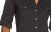 제임스 펄스 블랙 콘트라스트 골지 패널 포켓 슬림핏 코튼 셔츠