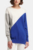 DKNY 모던 컬러 블럭 라운드넥 롱 코튼 니트 스웨터