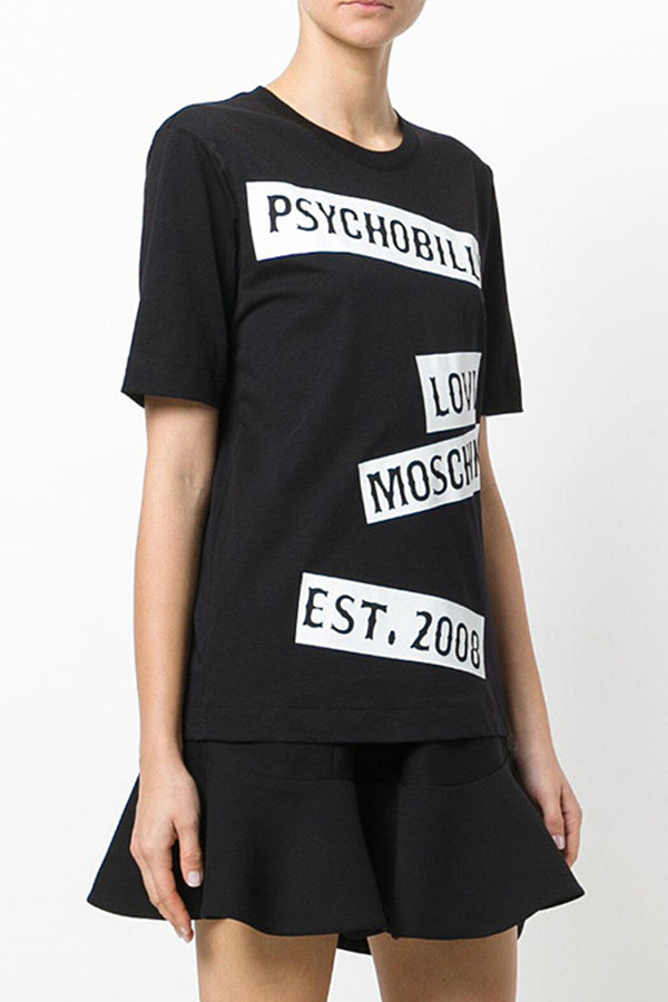 LOVE MOSCHINO 러브 모스키노 필로소피 로고 프린트 티셔츠