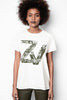 쟈딕앤볼테르 ZOE 크림 ZV 블라섬 로고 프린트 반팔 티셔츠 탑