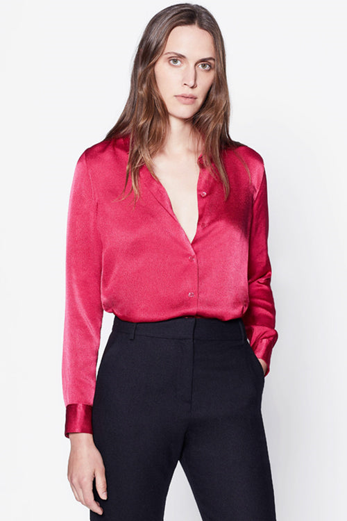 EQUIPMENT 이큅먼트 푸시아 핑크 텍스쳐 에센셜 새틴 셔츠