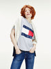 타미힐피거 여성 라운드넥 플래그 로고 프린트 반팔 크롭 티셔츠