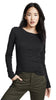 VINCE 빈스 블랙 스냅 버튼 헨리 라운드넥 슬러브 긴팔 기본 티셔츠
