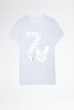 쟈딕앤볼테르 ZOE 화이트 ZV 실버 포일 로고 프린트 반팔 티셔츠