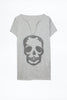 쟈딕 앤 볼테르 Tunisien 그레이 스컬 비즈 헨리 반팔 티셔츠