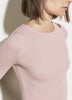 VINCE 빈스 블라섬 핑크 7부 소매 골지 슬림핏 니트 티셔츠 탑