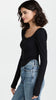 프리 피플 Willow 블랙 코르셋 레이스업 퍼프 슬리브 긴팔 티셔츠