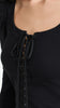 프리 피플 Willow 블랙 코르셋 레이스업 퍼프 슬리브 긴팔 티셔츠